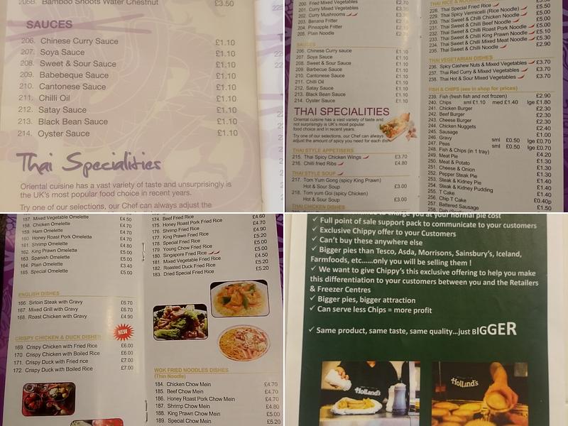 York Street Chippy Menu