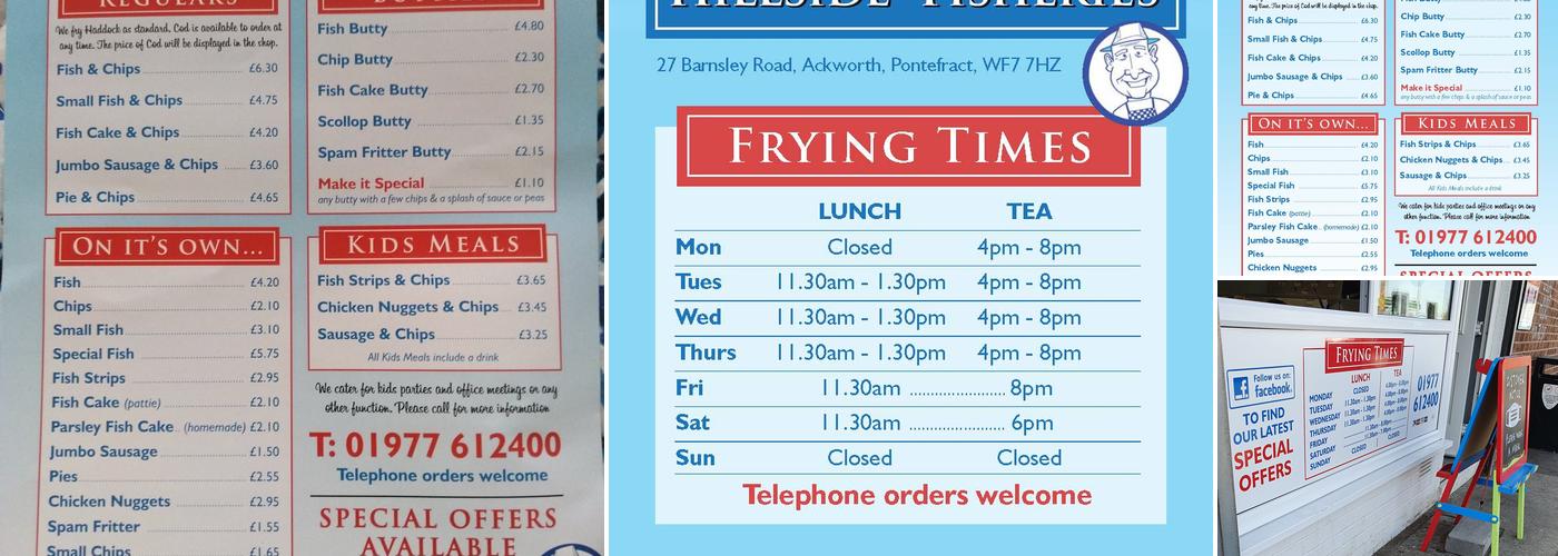 Hillside Fisheries Menu
