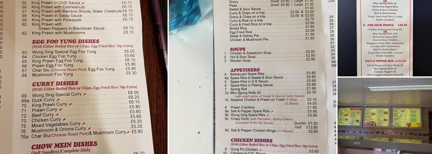 Wong Sing Takeaway Menu