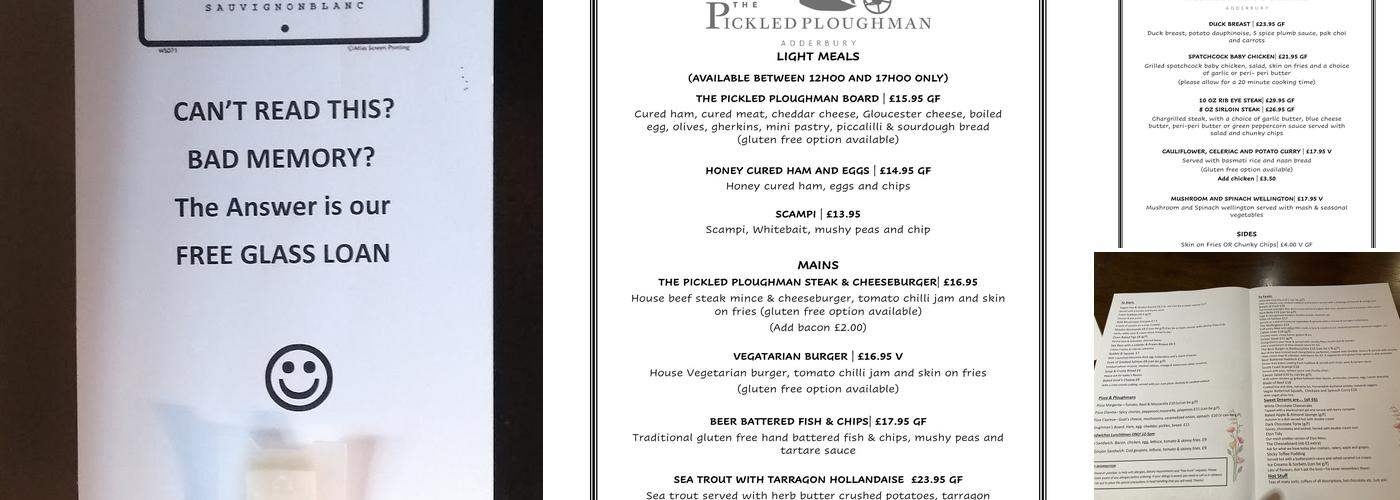 The Pickled Ploughman Menu