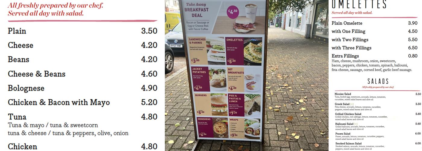 Bread and Roses Menu