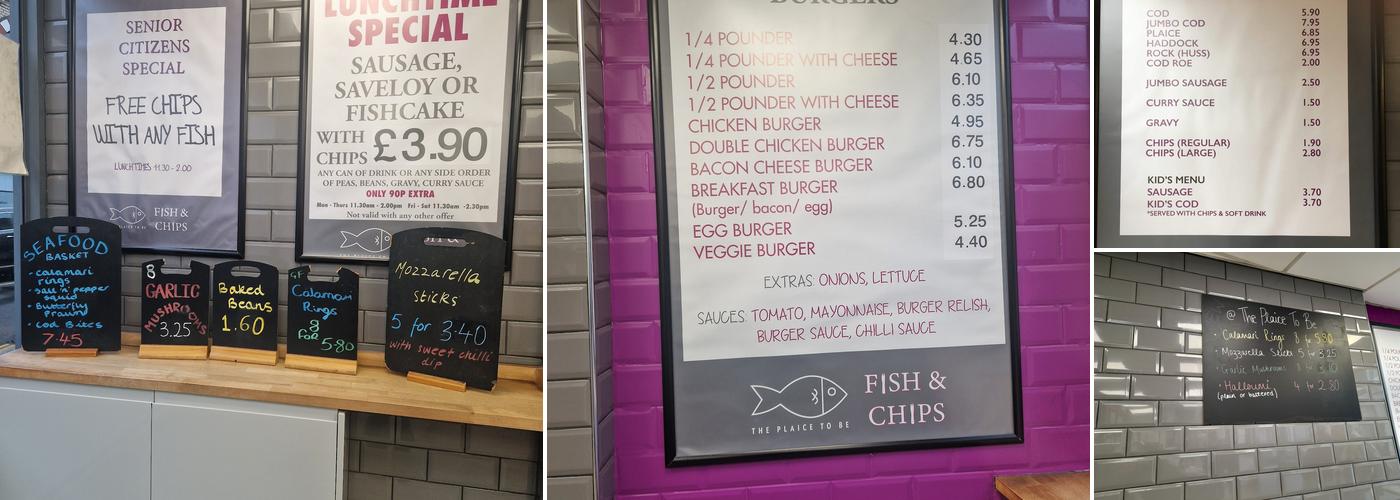 The Plaice To Be (Fish & Chips) Menu