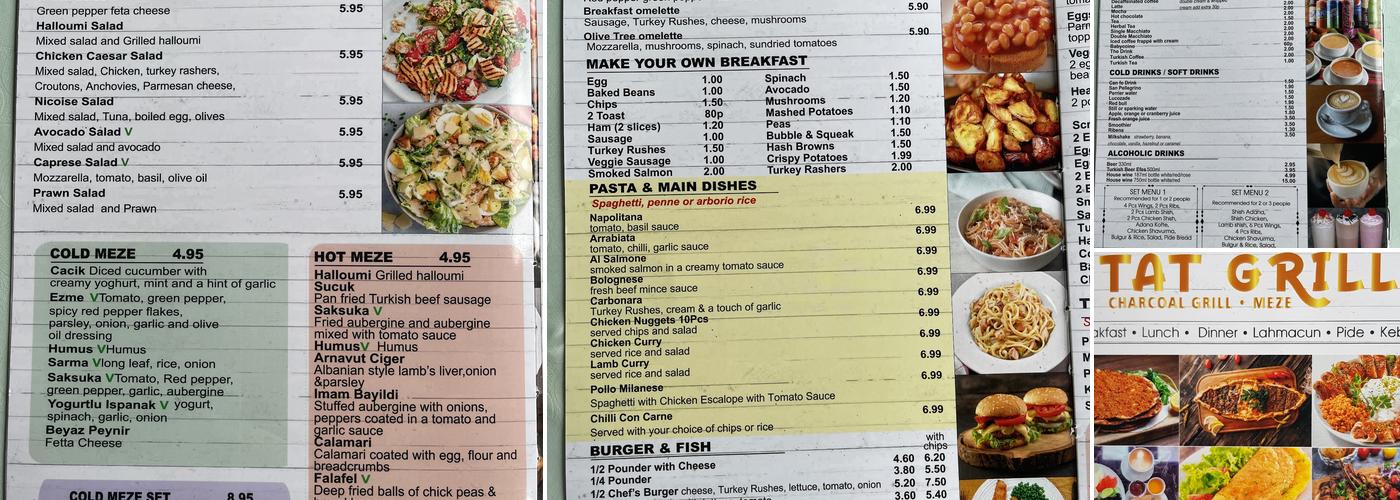Tat Grill Menu