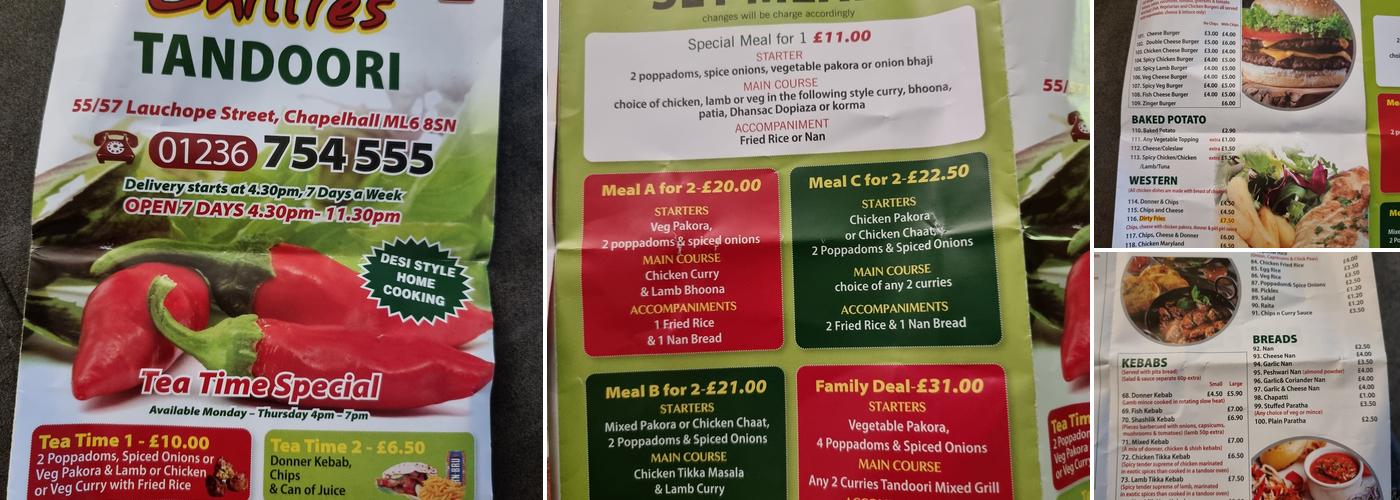 Chilli's Tandoori Takeaway Menu