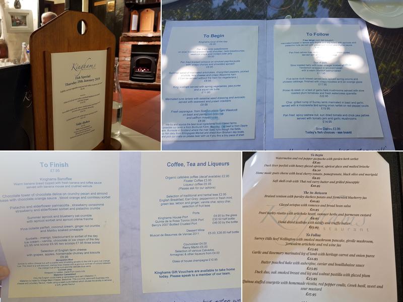Kinghams Restaurant Menu