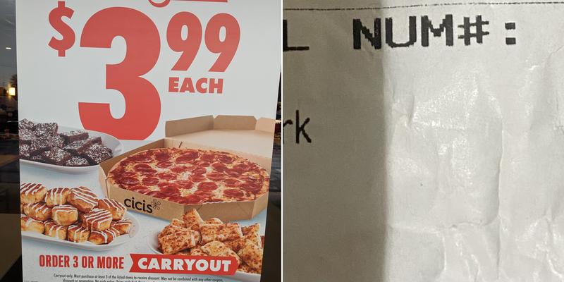 Cicis Pizza Menu