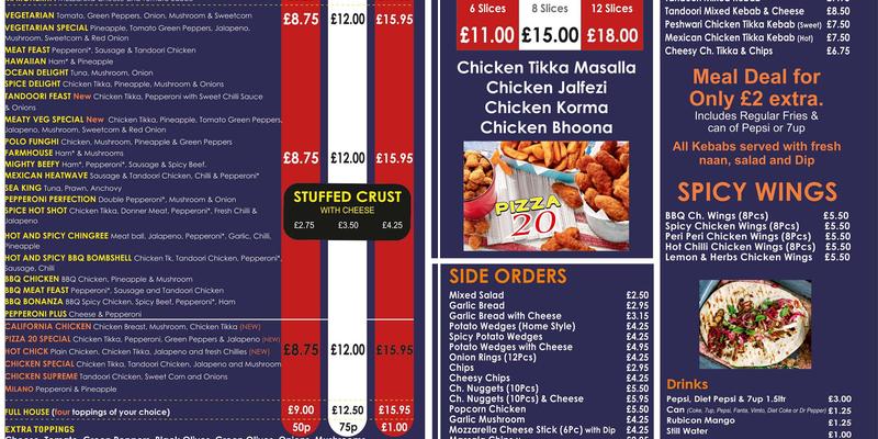 Spice Room Balti & Pizza takeaway Menu
