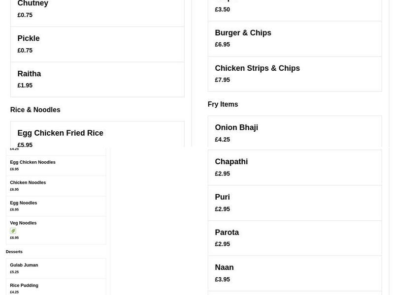 The Royal SpiceLand Menu