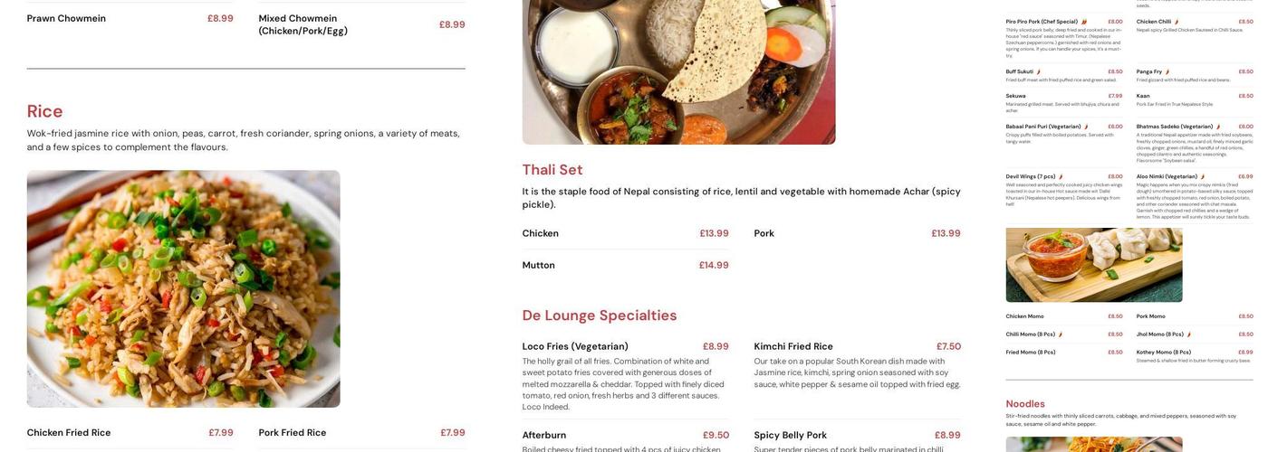 De'lounge Restaurant & Cocktail Bar Menu