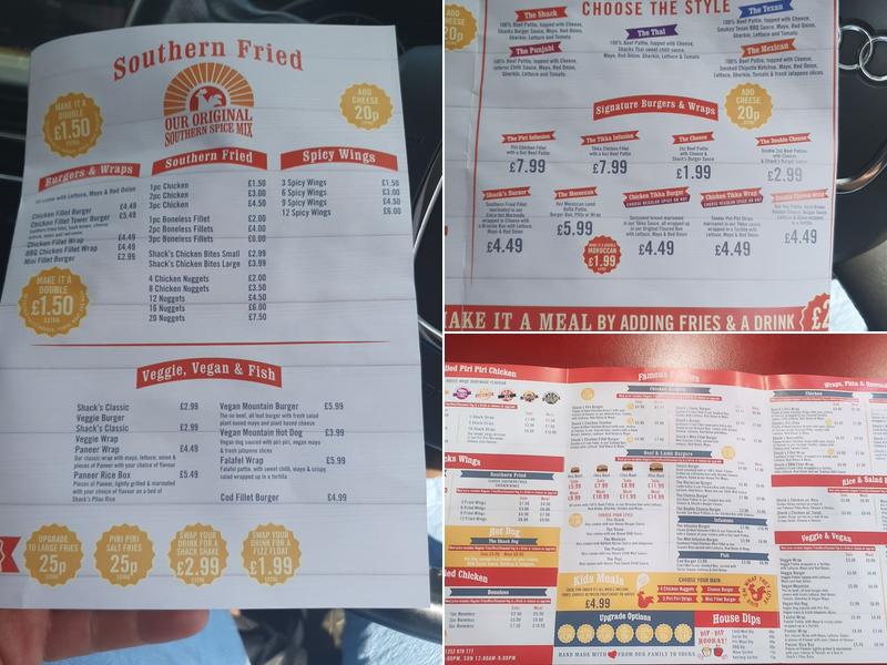 Rooster Shack Aldershot Menu