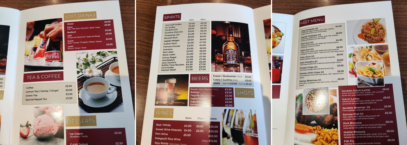 Panas Restaurant Menu