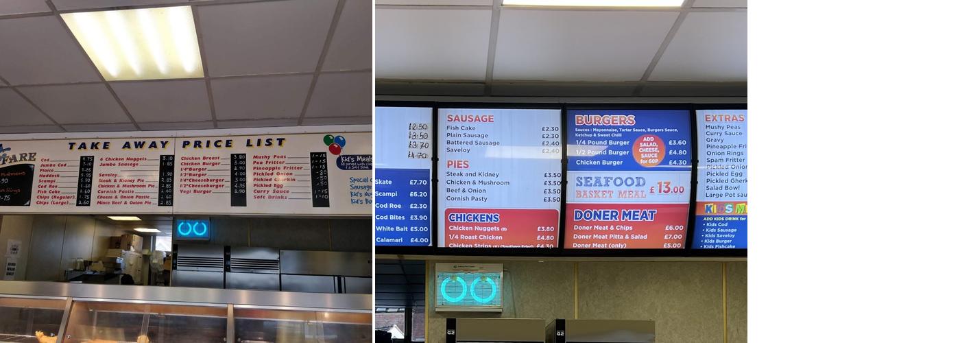 Seafare Fish & Chips Menu