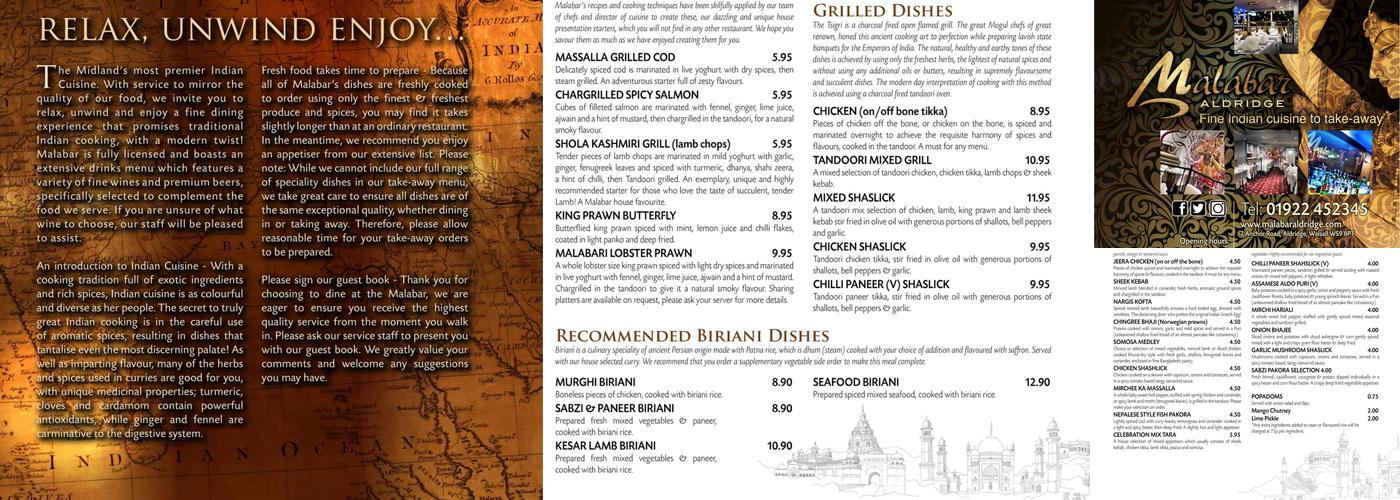 Malabar Menu