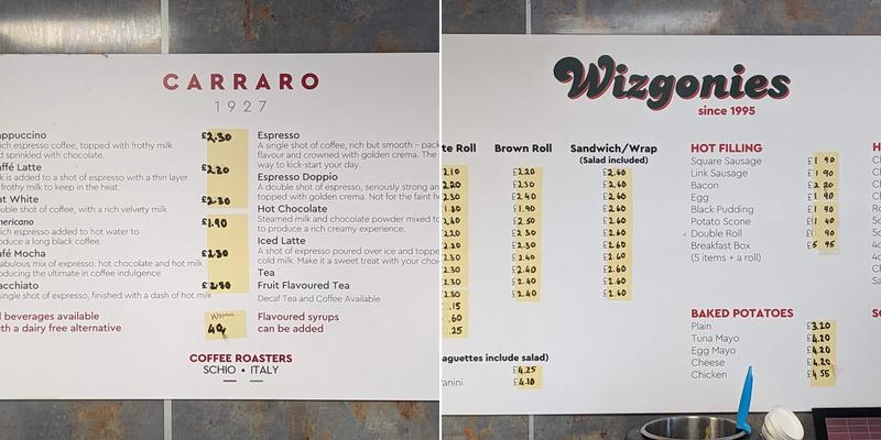 Wizgonies Menu