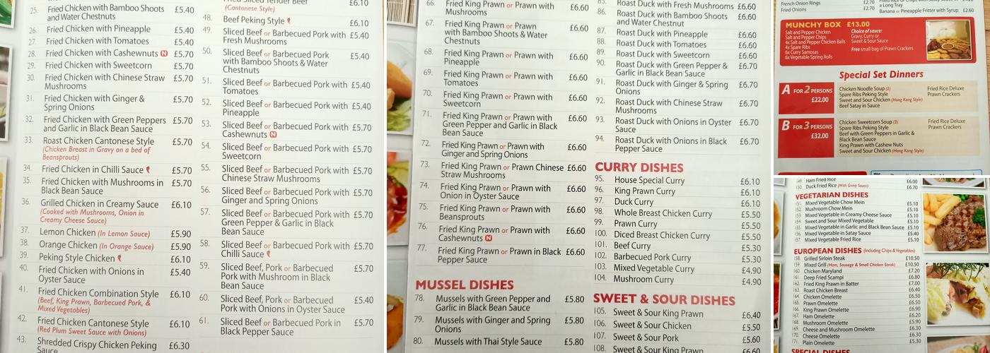 The New Lakeside Takeaway Menu