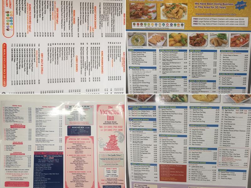 The Victorious Inn Menu