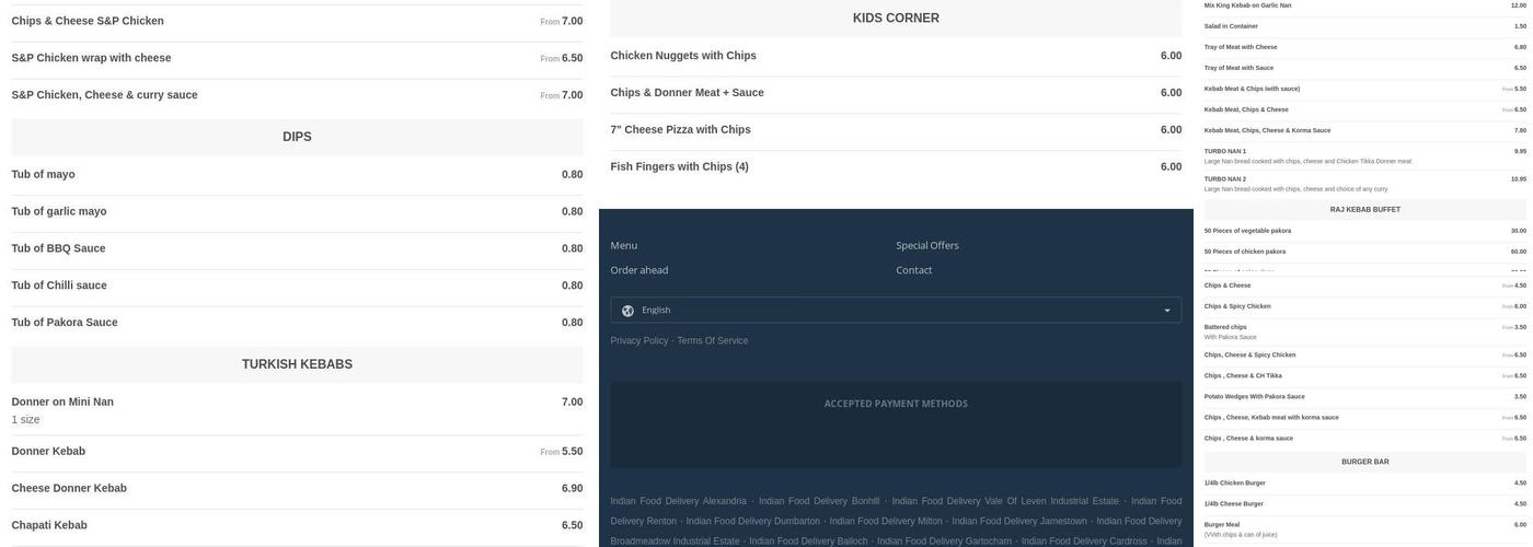 Raj Kebab House Menu