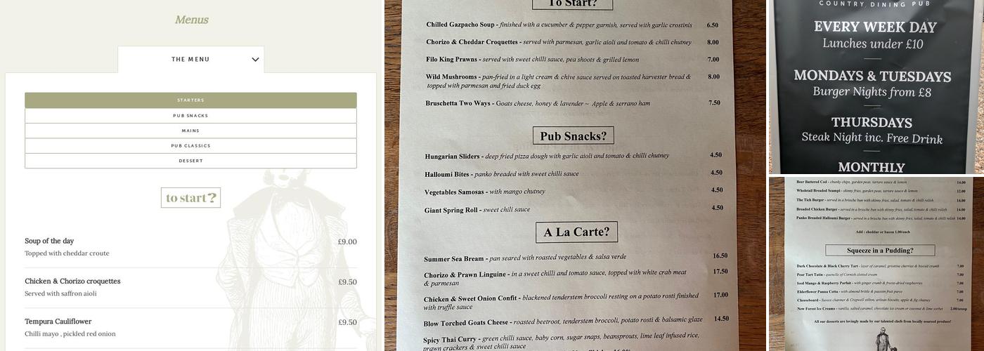 The Sir Roger Tichborne Menu