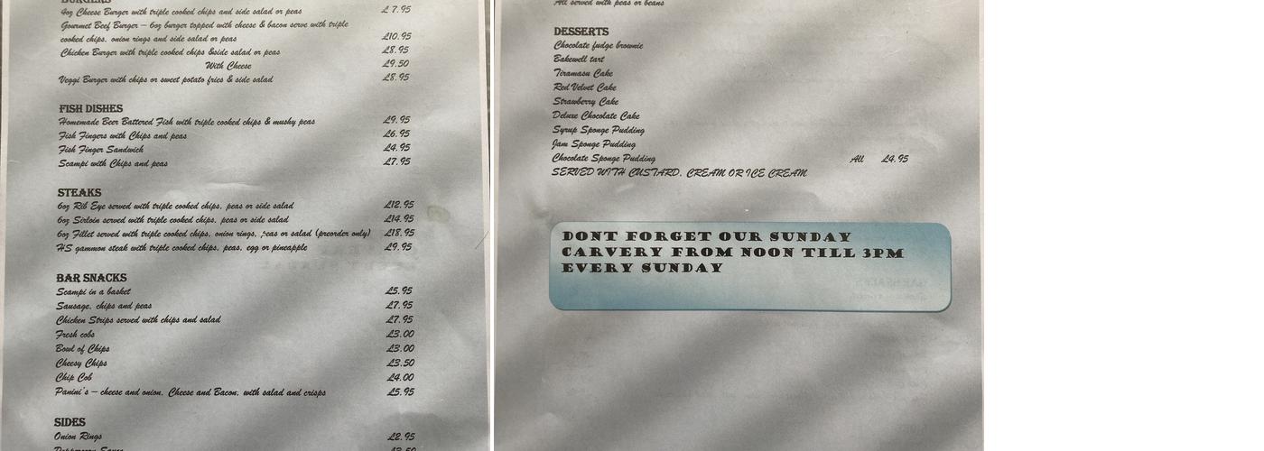 Seven Stars Public House Menu