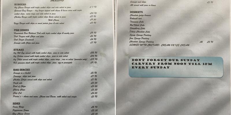 Seven Stars Public House Menu