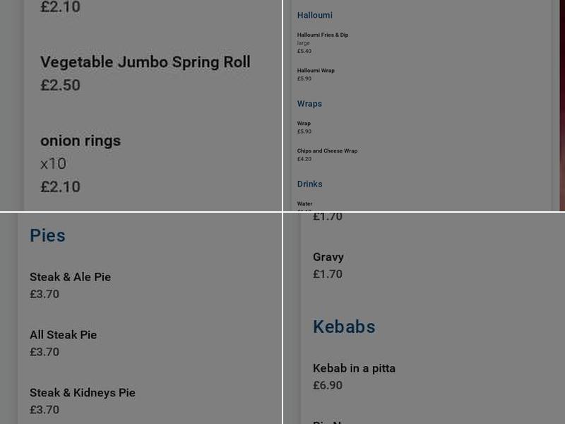 Leabrooks Fish Bar Menu