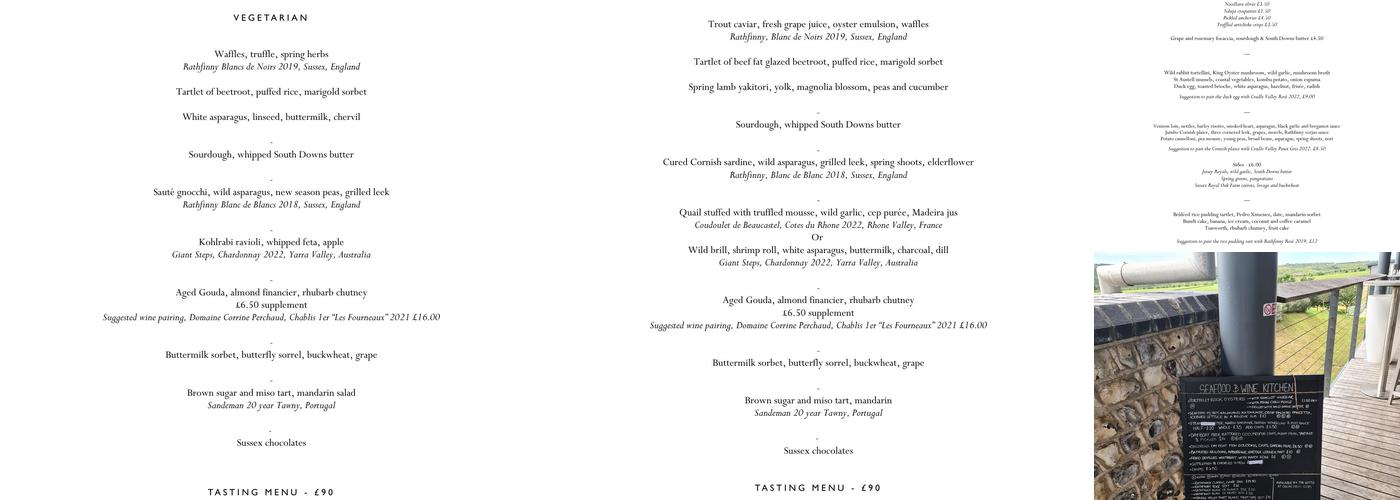 Rathfinny Wine Estate - Tasting Room Menu