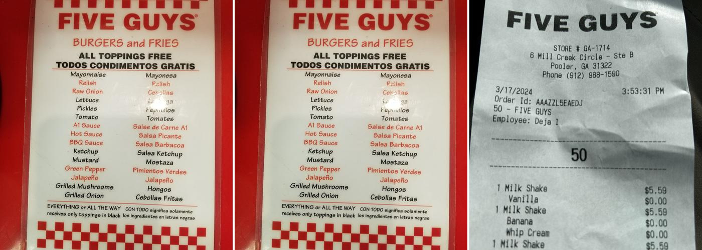 Five Guys Menu