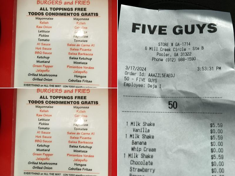 Five Guys Menu