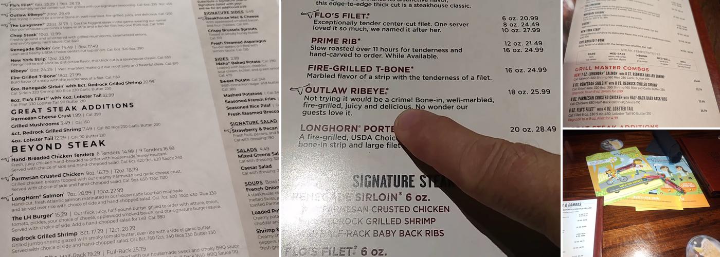 LongHorn Steakhouse Menu