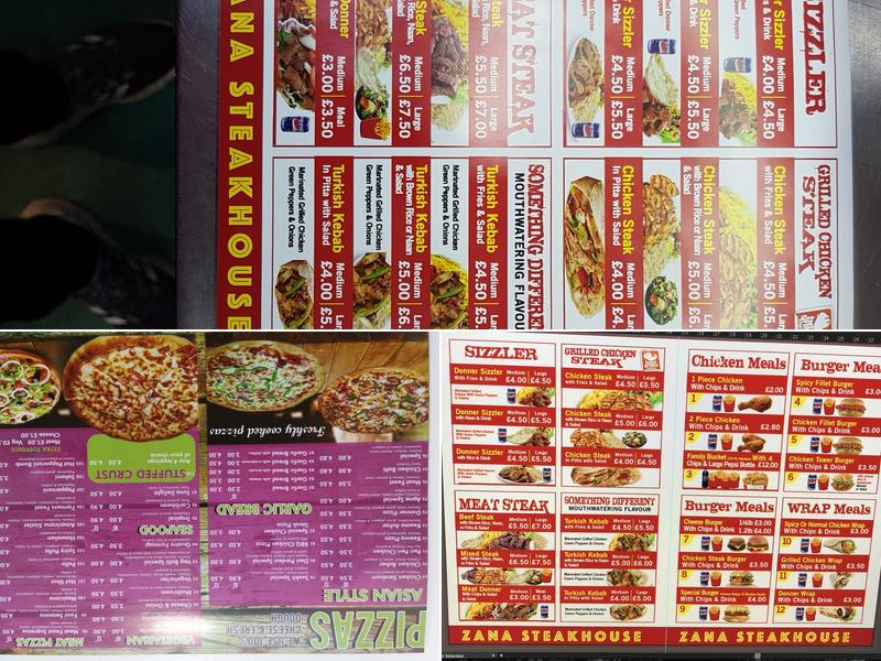 Zana Steakhouse DUCKWORTH LANE Menu