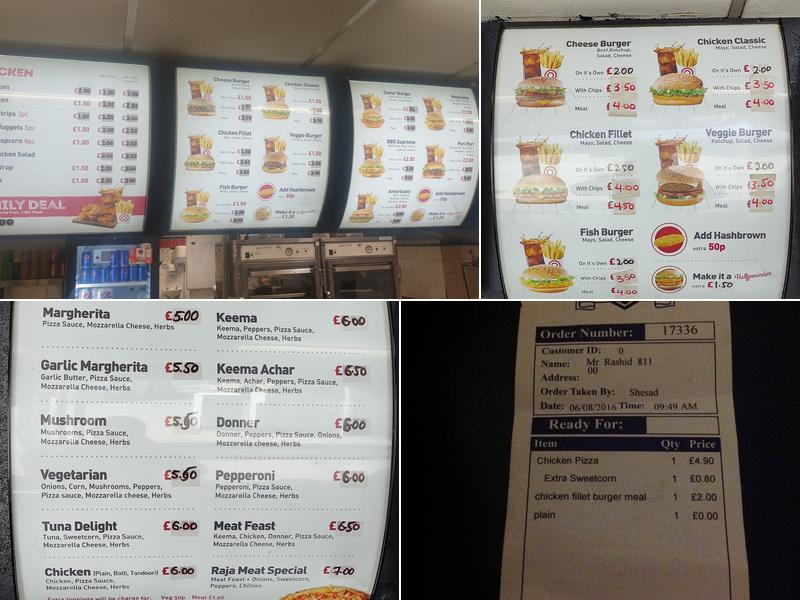 Raja's Pizza Bar Menu