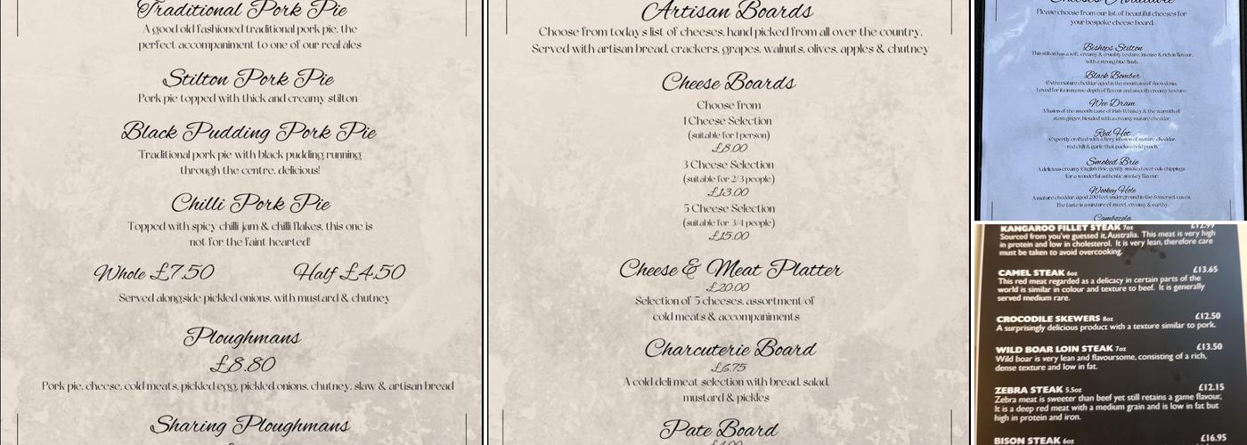 The Rainbow Inn Menu