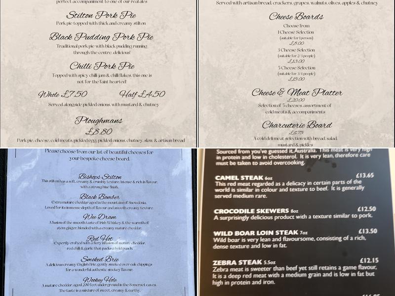 The Rainbow Inn Menu
