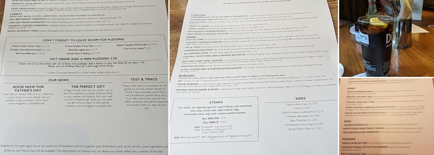 The White Lion Menu