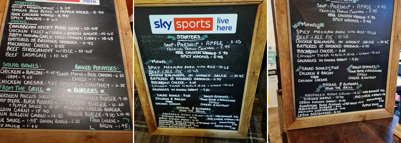 The Mansfield Arms Menu