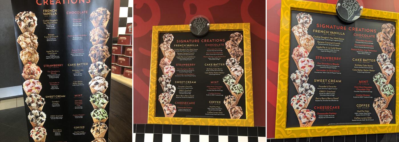 Cold Stone Creamery Menu