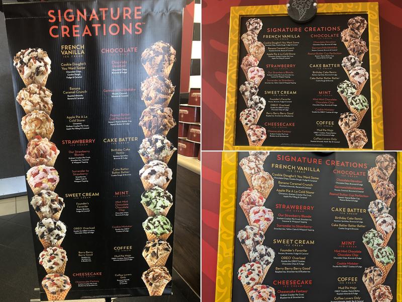 Cold Stone Creamery Menu