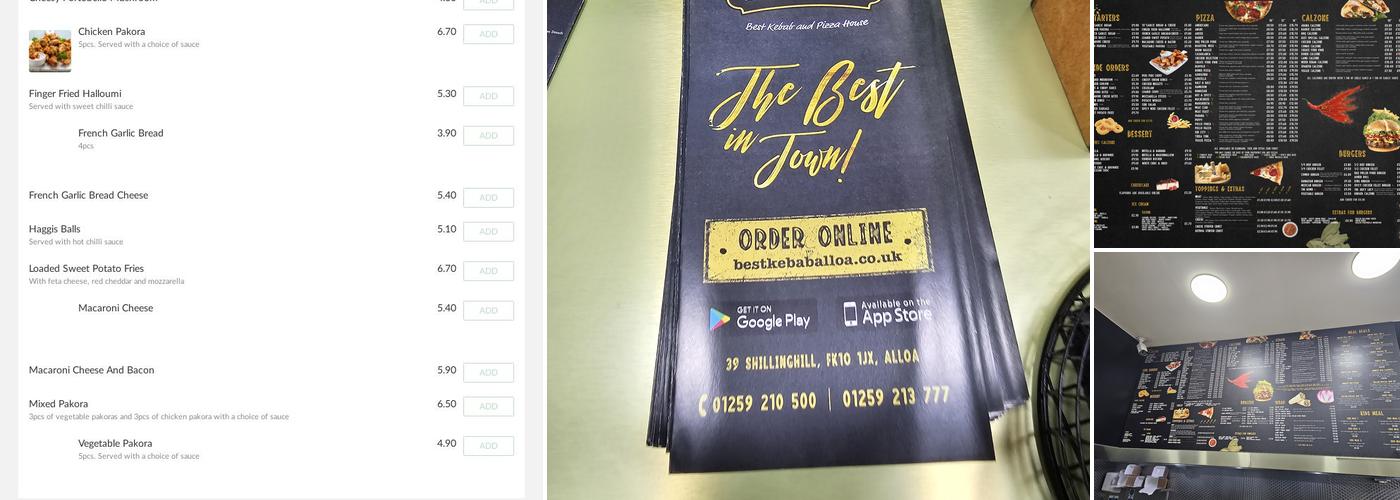 Best Kebab and Pizza House Menu