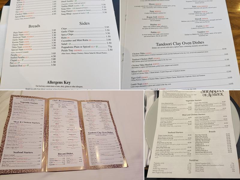 Sherkhan Of Alnwick Menu