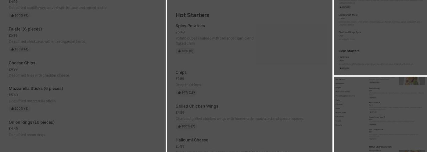 Horus Charcoal Grill Menu