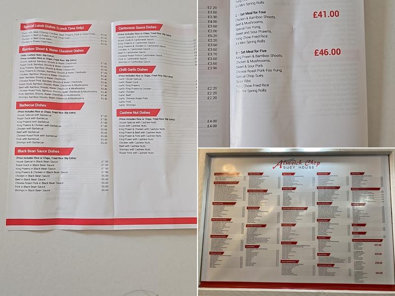 Alnwick Chop Suey House Menu