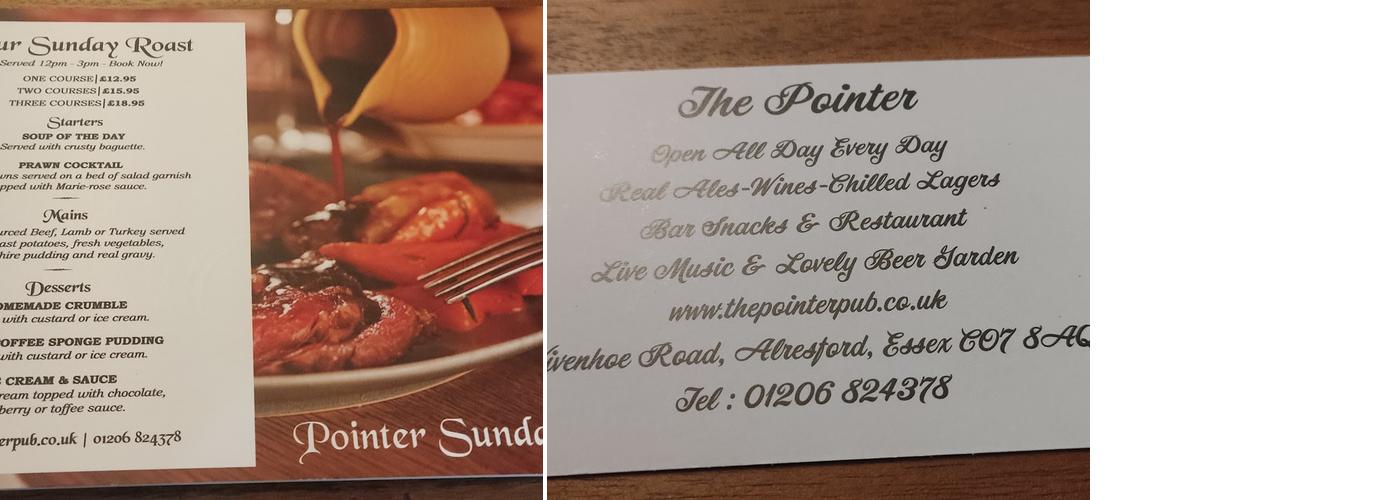The Pointer Inn Menu