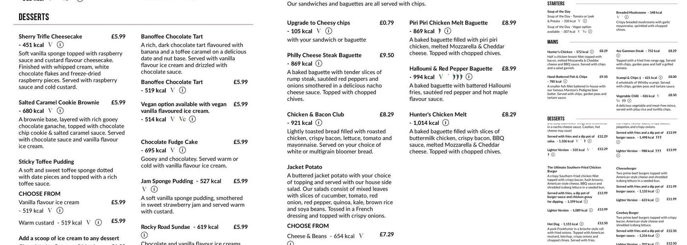 George & Dragon Menu