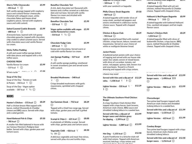 George & Dragon Menu