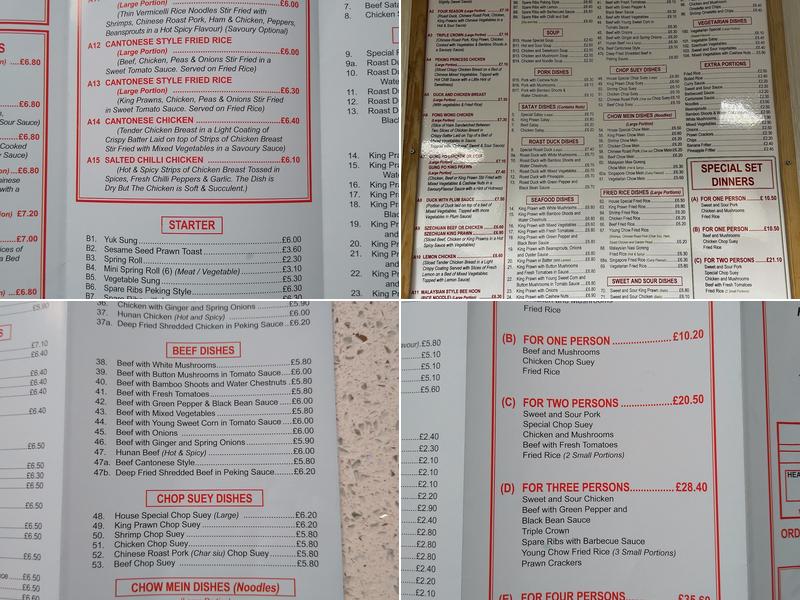 Alrewas Cantonese Menu