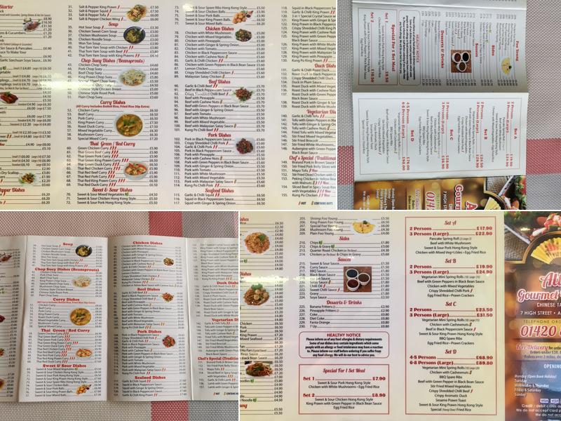 Alton Gourmet Oriental Menu