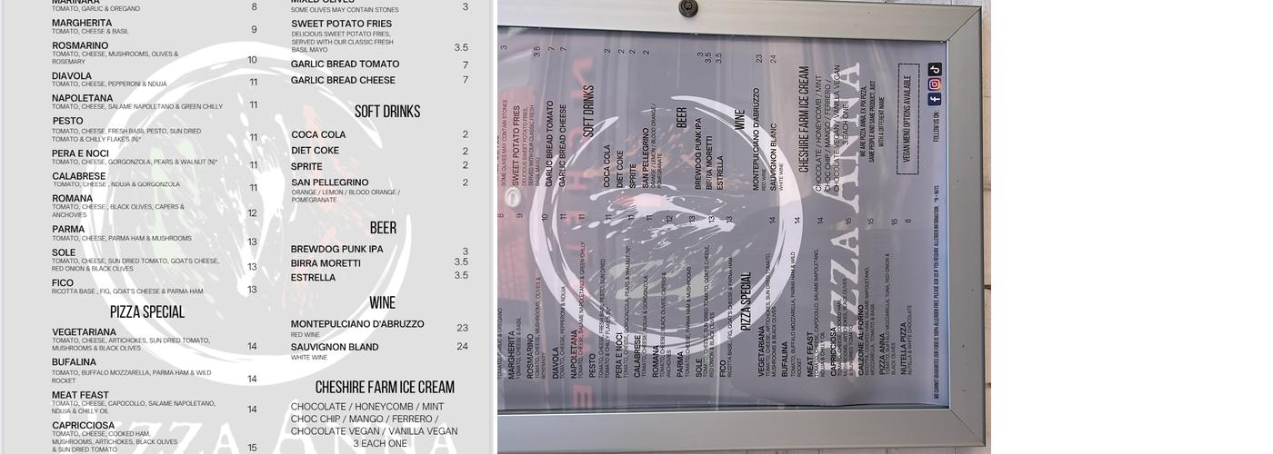 Pizza anna Menu
