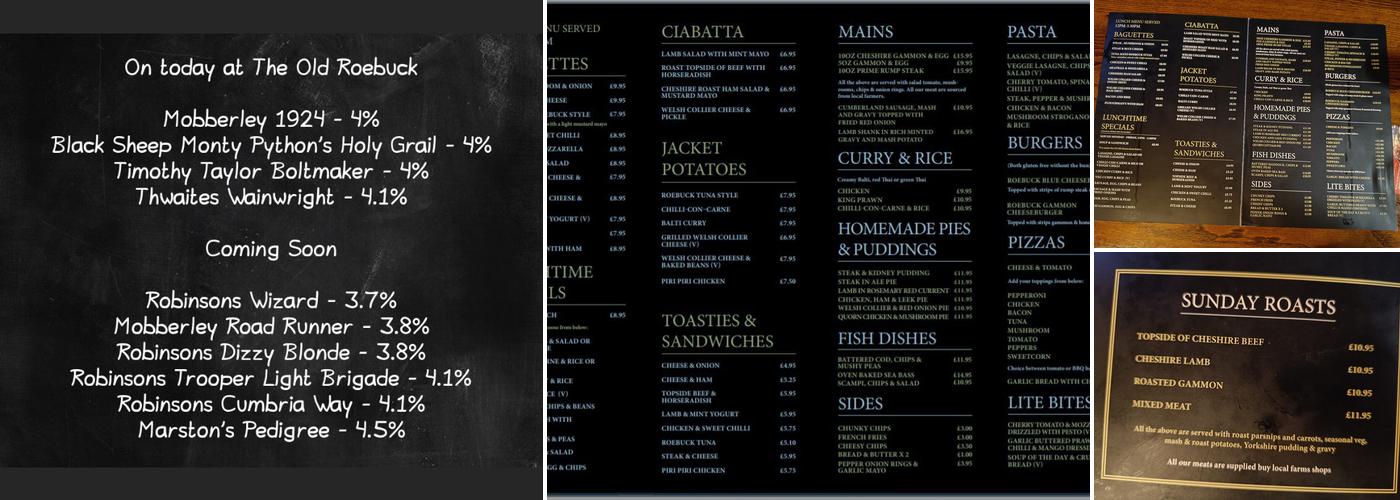 The Old Roebuck Menu