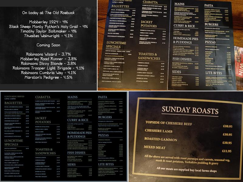 The Old Roebuck Menu