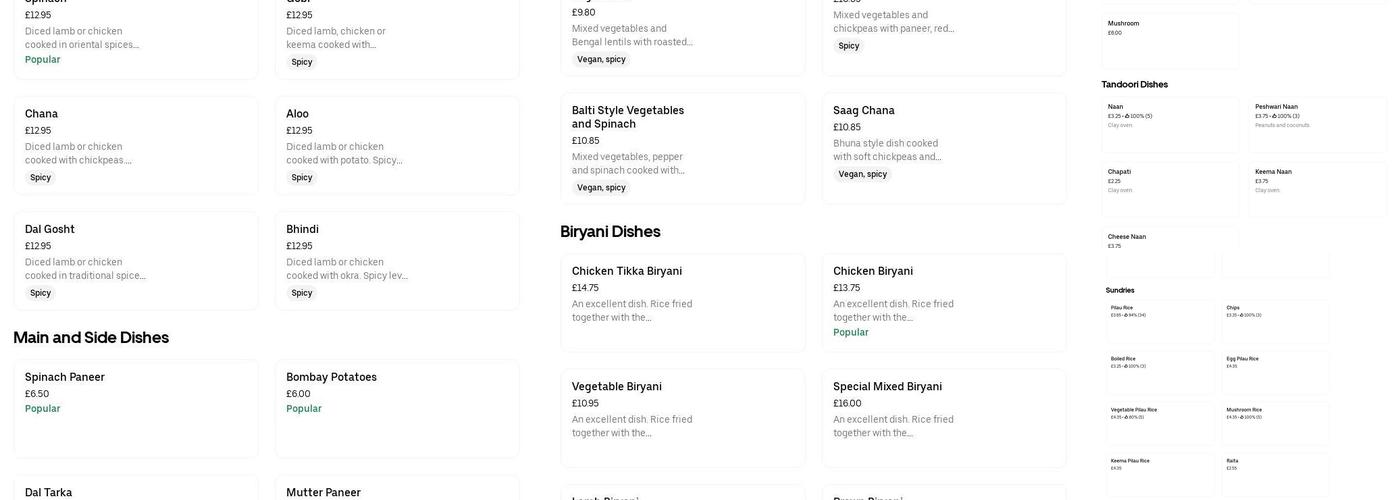 Darjeeling Indian Restaurant, Timperley Menu